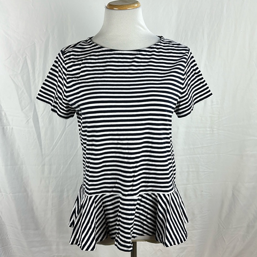 Talbots Short Sleeve Stripe Peplum Top